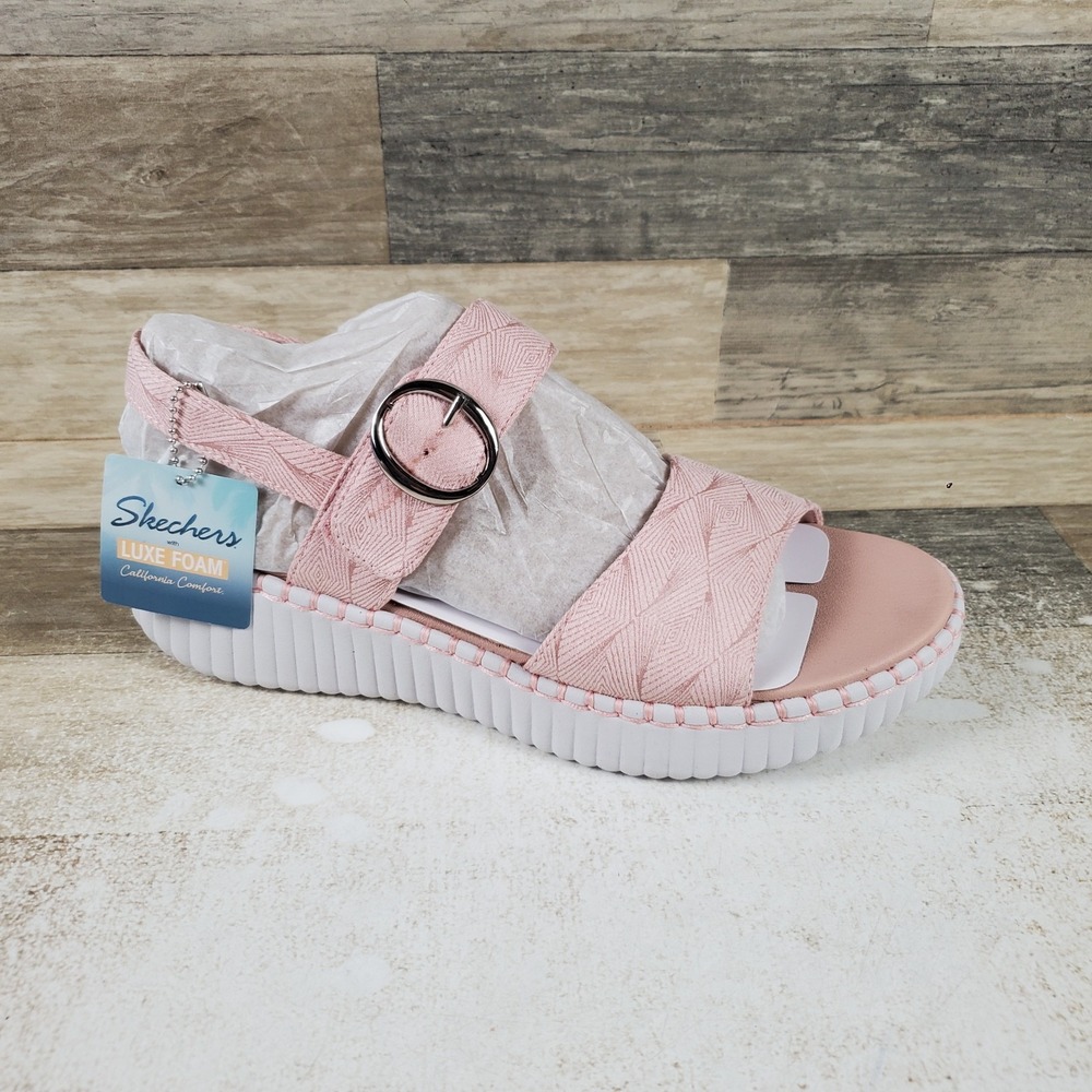 Skechers Wilshire BLVD Illusion Womens Sandals Sz 10 Pink Adjustable Buckle